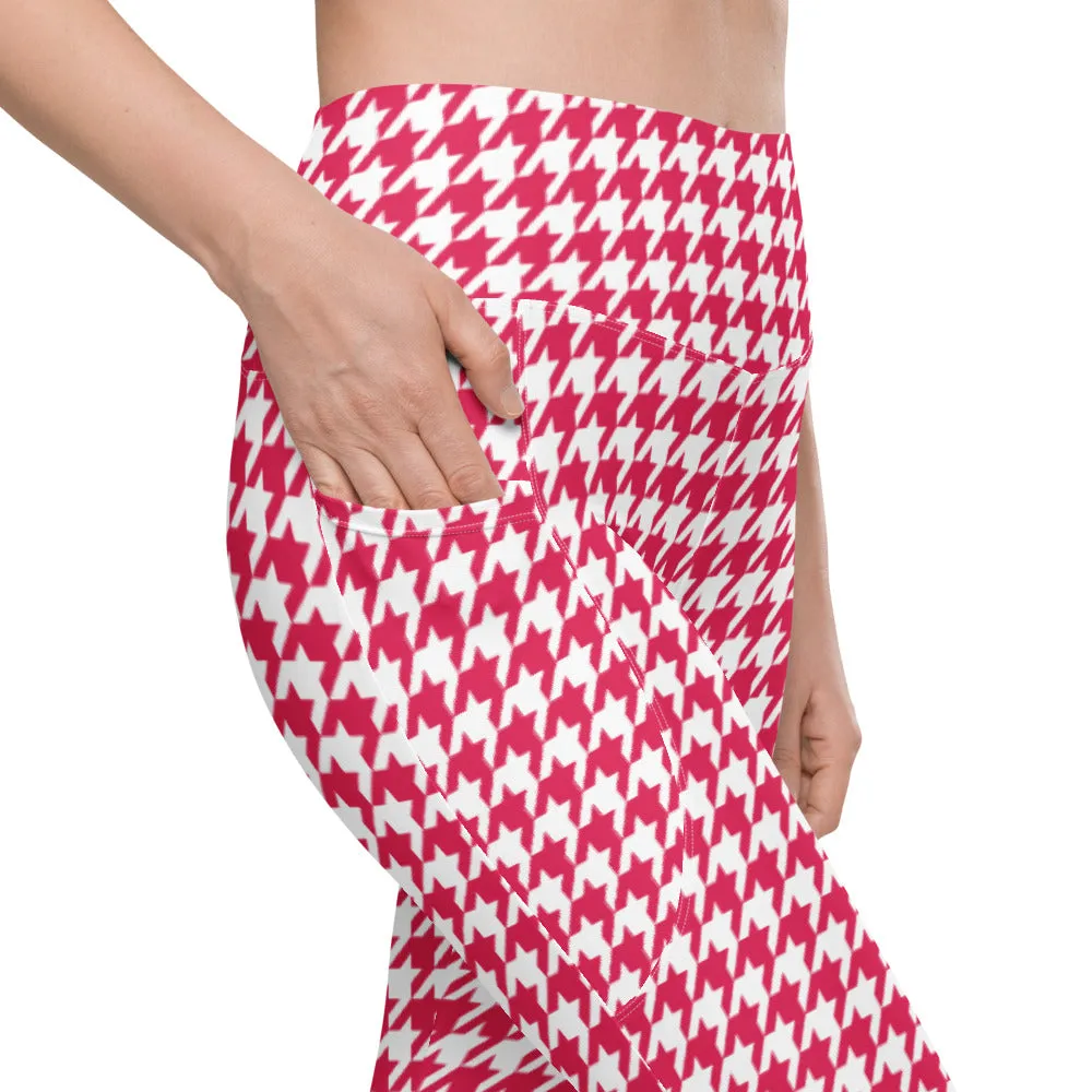 ELEVATED ESSENTIALS, THE PERFECT SIDE POCKET LEGGING RED HOUNDSTOOTH