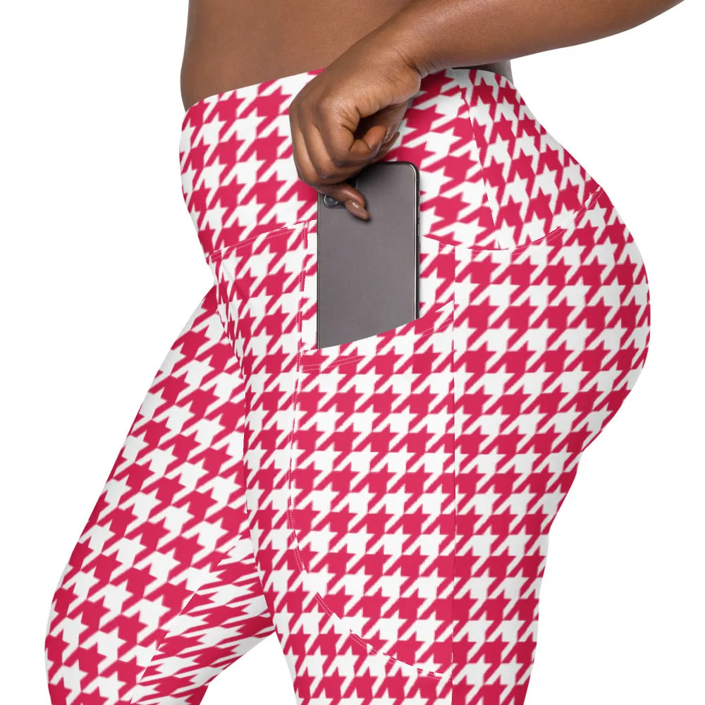 ELEVATED ESSENTIALS, THE PERFECT SIDE POCKET LEGGING RED HOUNDSTOOTH