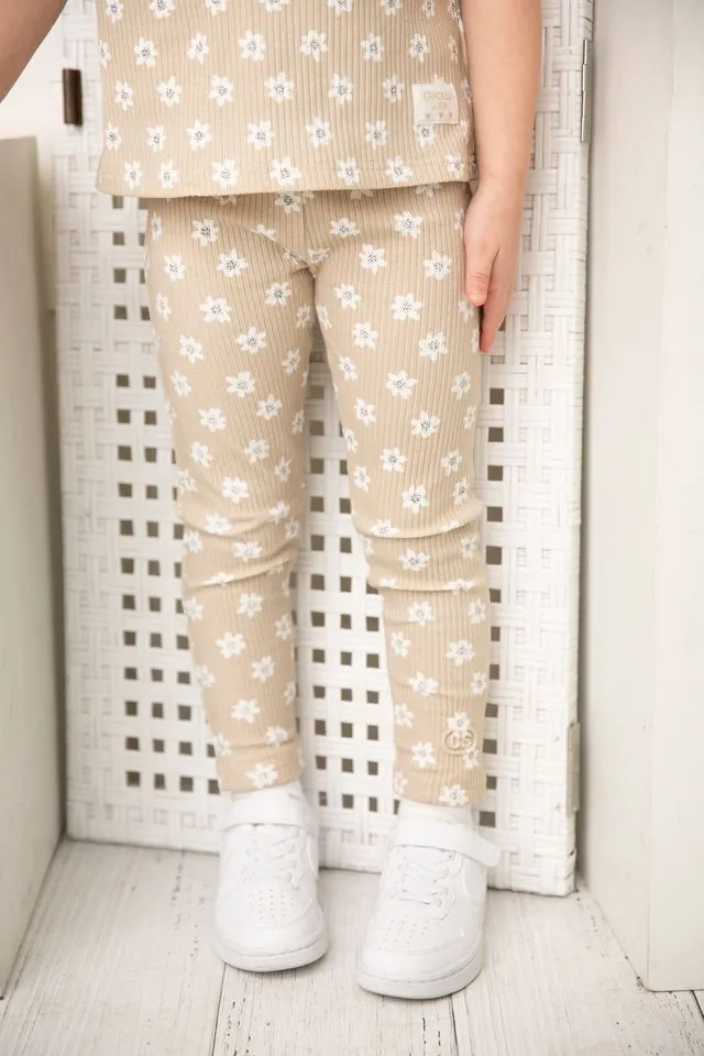 Ellie Embossed Leggings - Beige Print