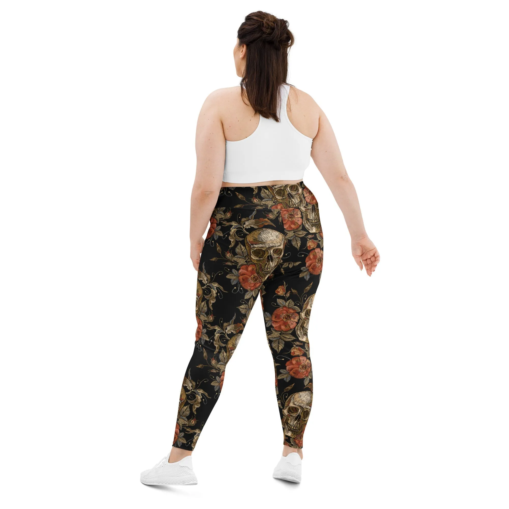 Embroidery Print Skull Plus Size Leggings