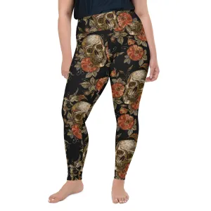 Embroidery Print Skull Plus Size Leggings