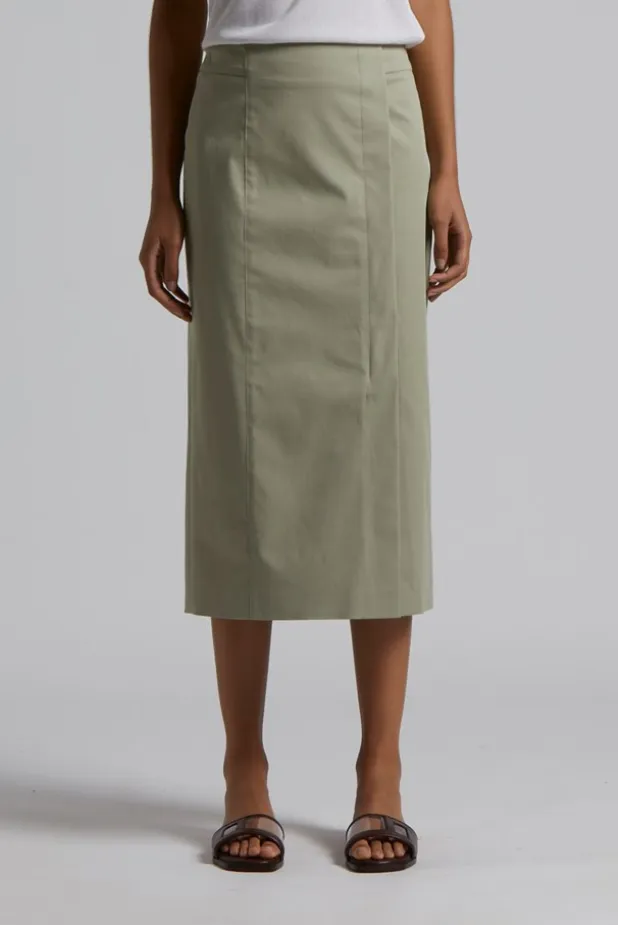 Eucalyptus Green Straight Cotton Skirt