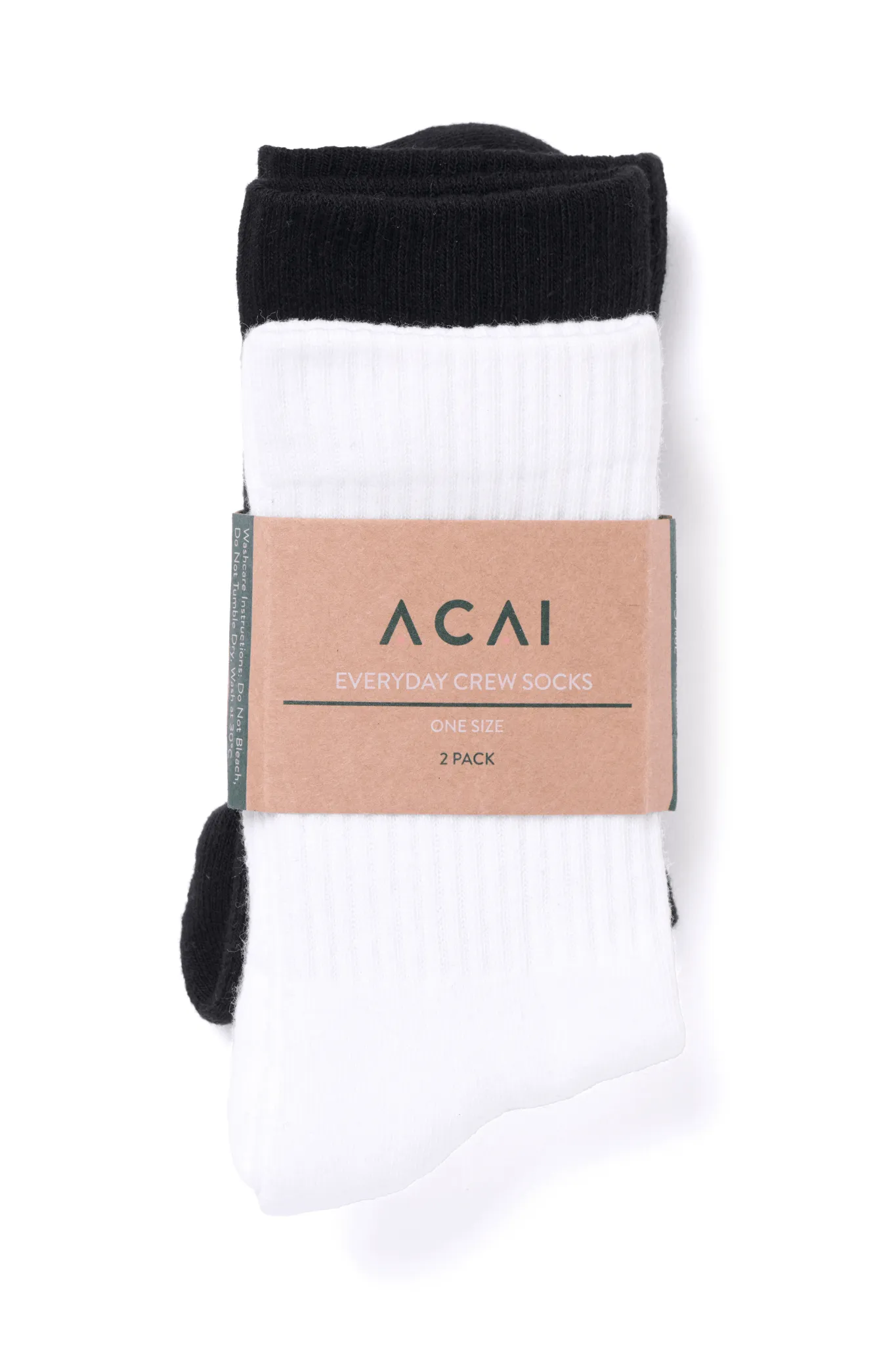 Everyday Crew Socks 2 Pack - Black and White