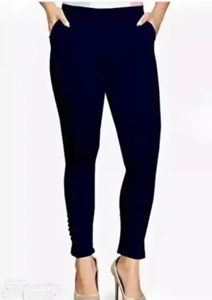 Fabulous Blue Cotton Solid Leggings For Women