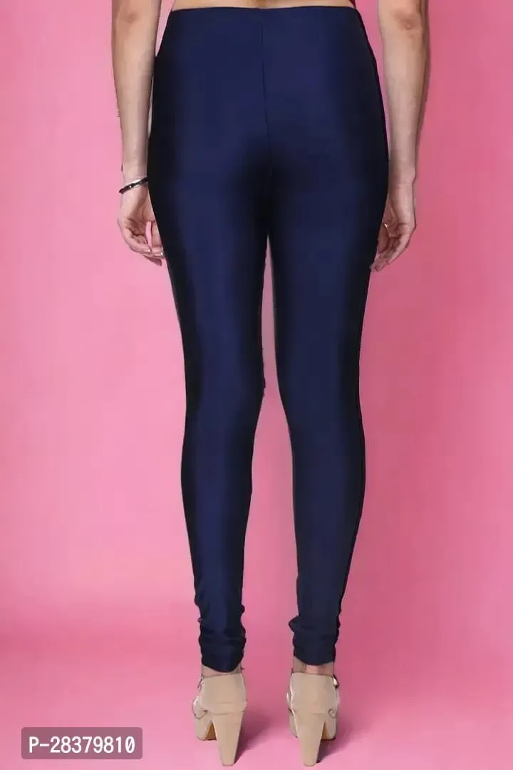 Fabulous Navy Blue Lycra Solid Leggings For Women