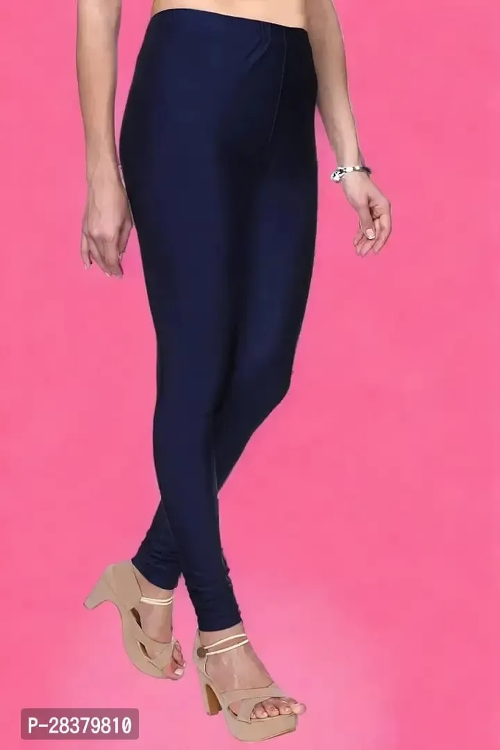 Fabulous Navy Blue Lycra Solid Leggings For Women