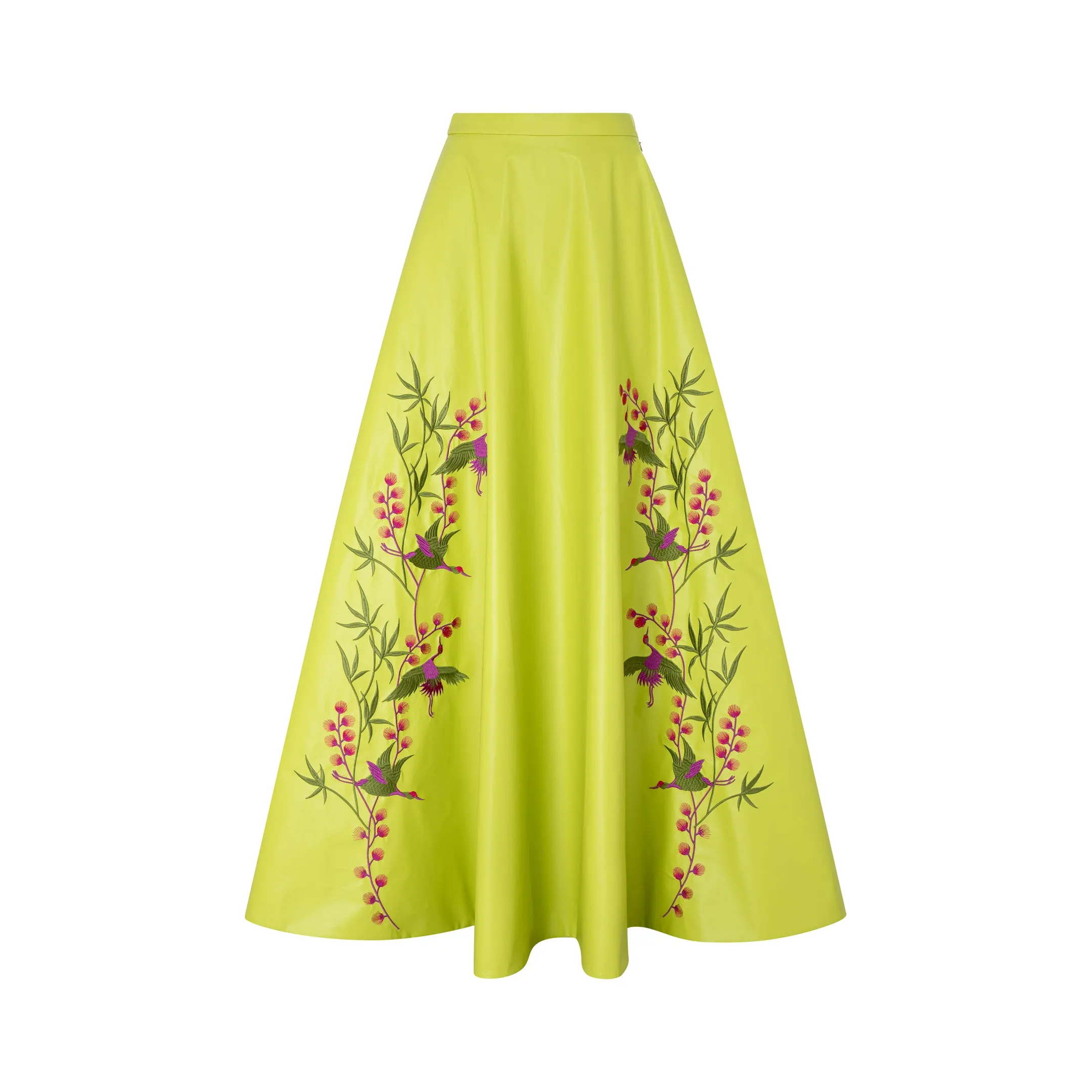 Faux Leather Embroidered Maxi Skirt