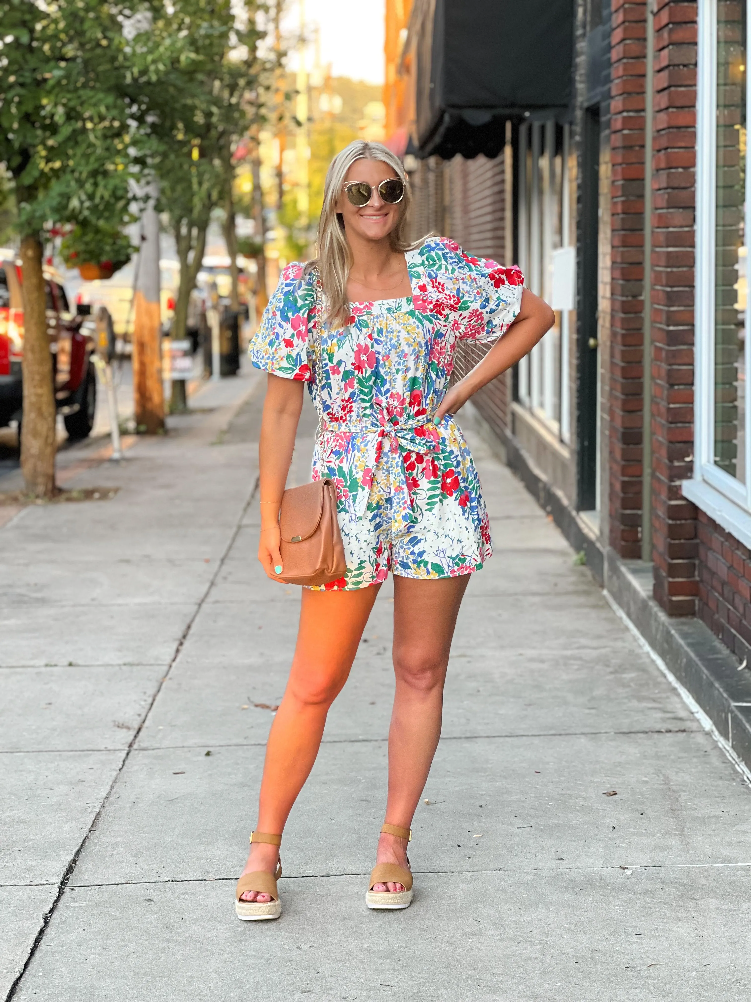 Fields of Florals Puff Sleeve Romper