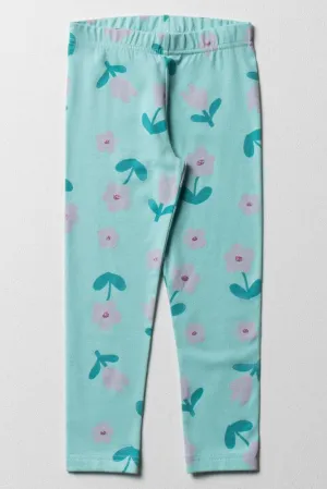 Floral Leggings Aqua