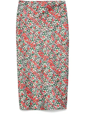 Floral-print midi skirt