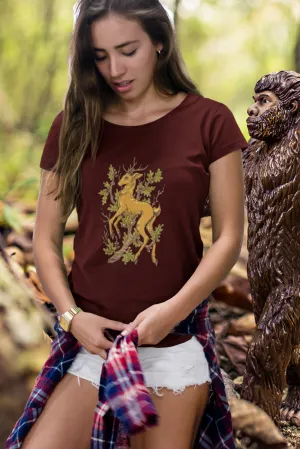 Forest Deer Printed Scoop Neck T-shirt for women