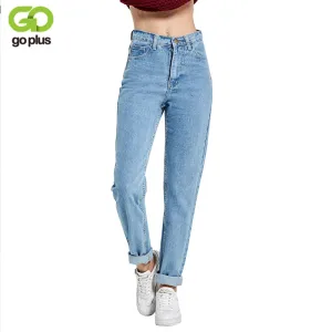 Free shipping 2018 New Slim Pencil Pants Vintage High Waist Jeans new womens pants full length pants loose cowboy pants C1332