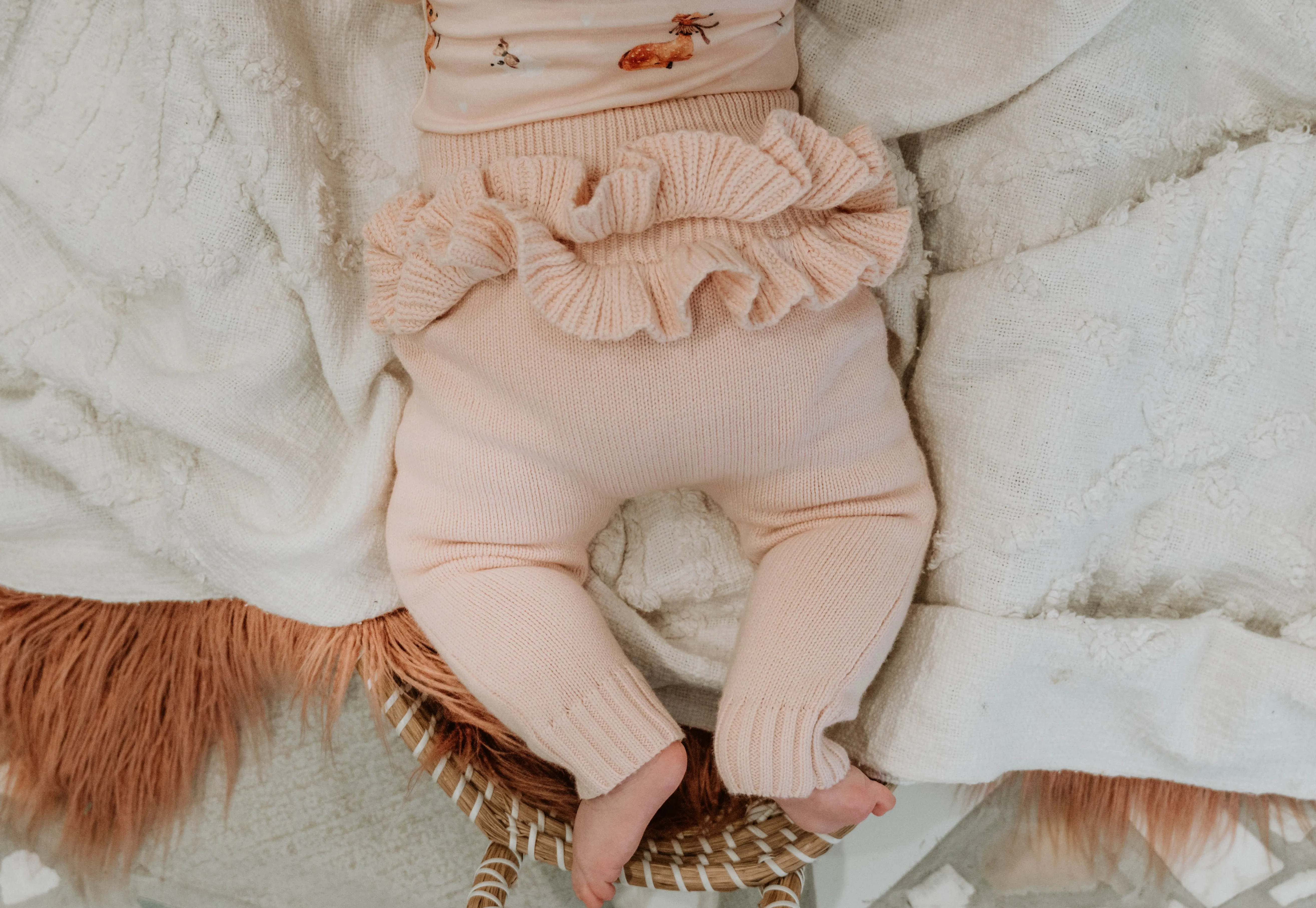 Frilly Knit leggings - Blush