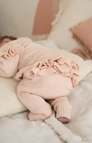 Frilly Knit leggings - Blush