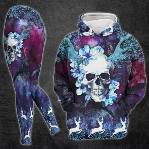 Frozen Christmas Reindeer Skull Print Combo Hoodie And Leggings