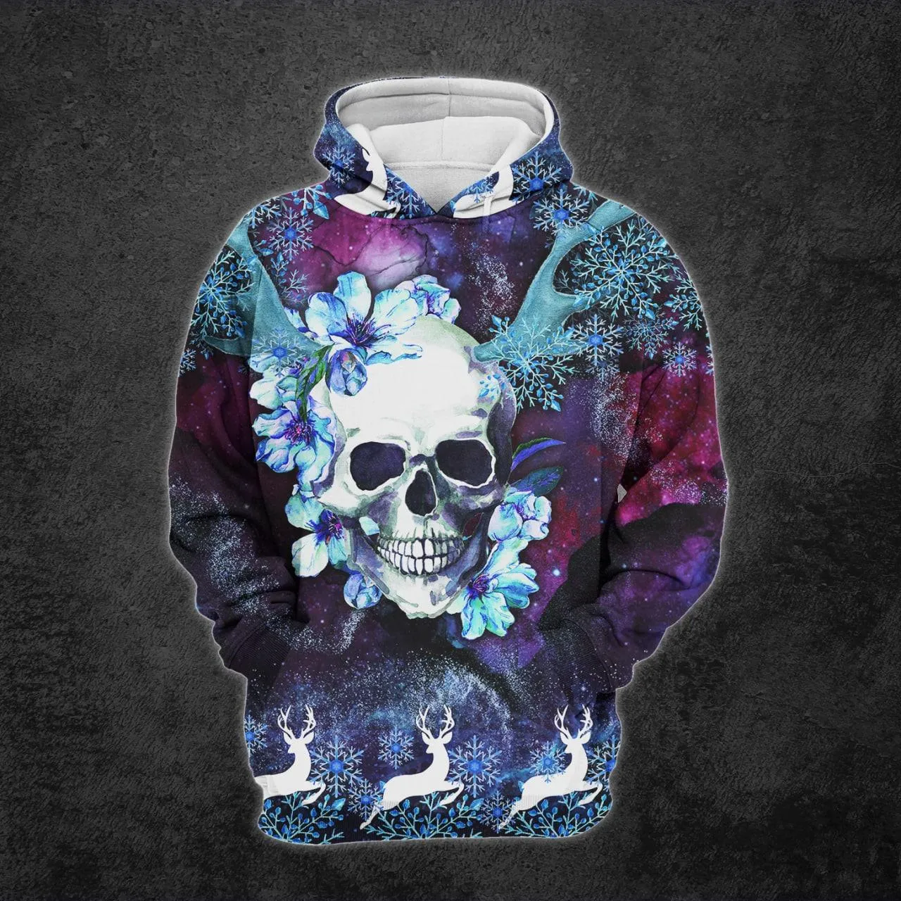 Frozen Christmas Reindeer Skull Print Combo Hoodie And Leggings