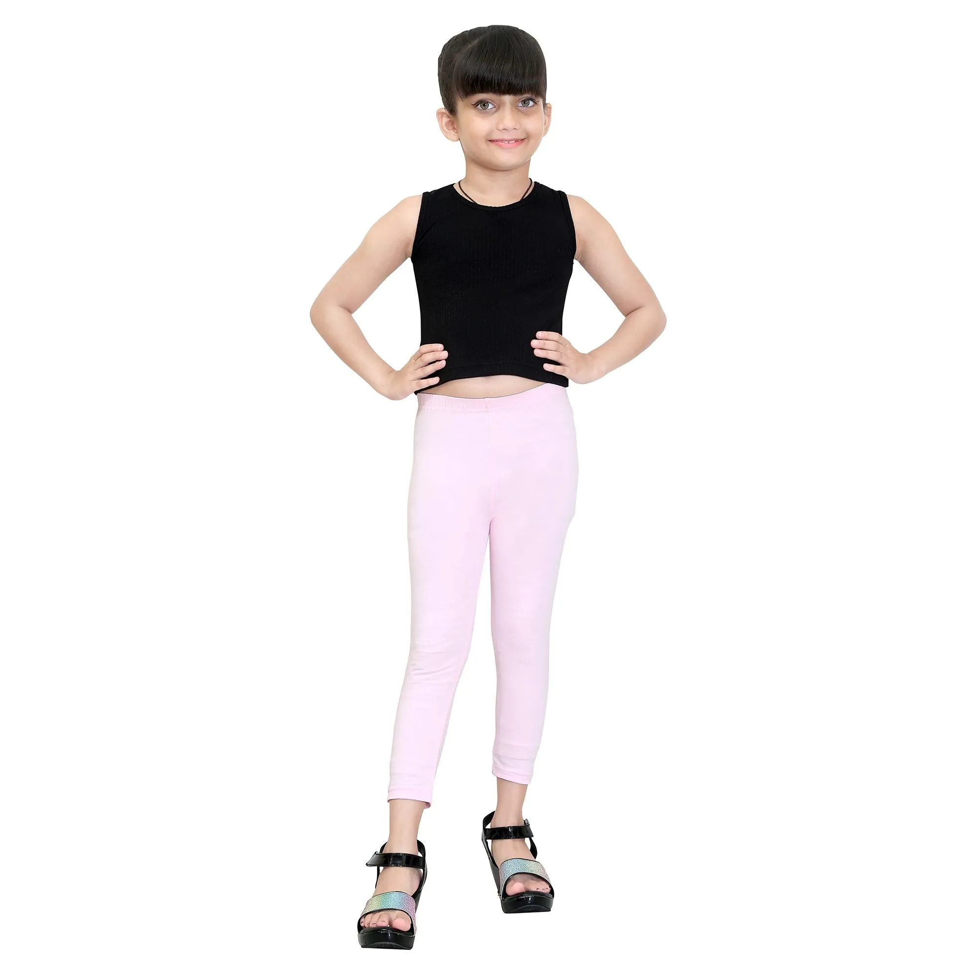 Girls Baby Pink Ankle Length Legging