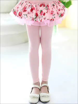 Girls Floral Tiered Tutu Skirt Leggings