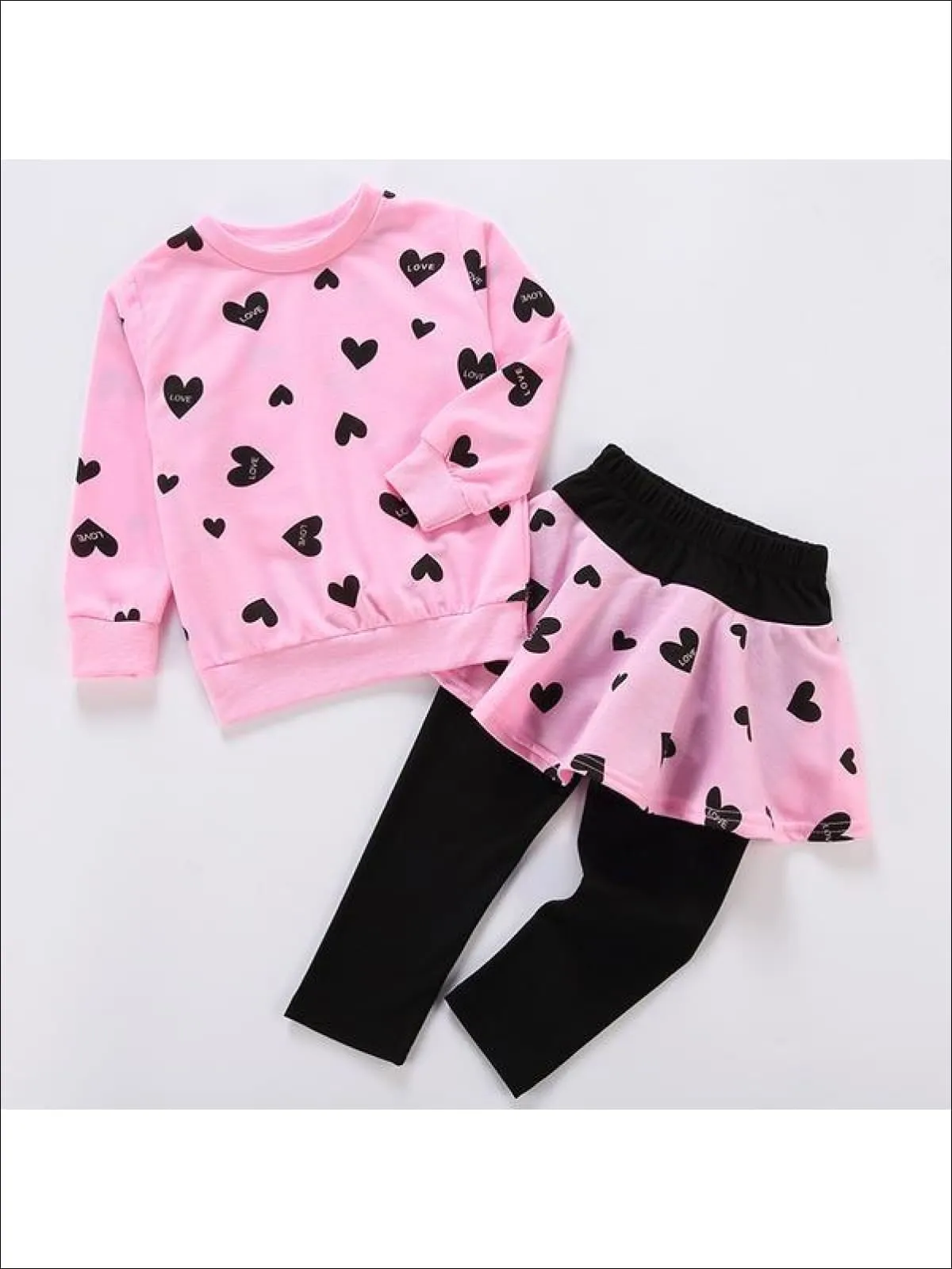 Girls Hearty Heart Top and Skirted Legging Set