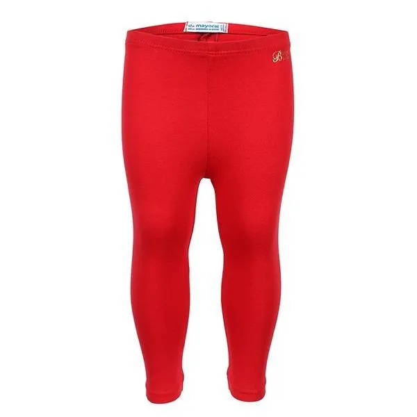 GIRLS RED LONG BASIC LEGGINGS