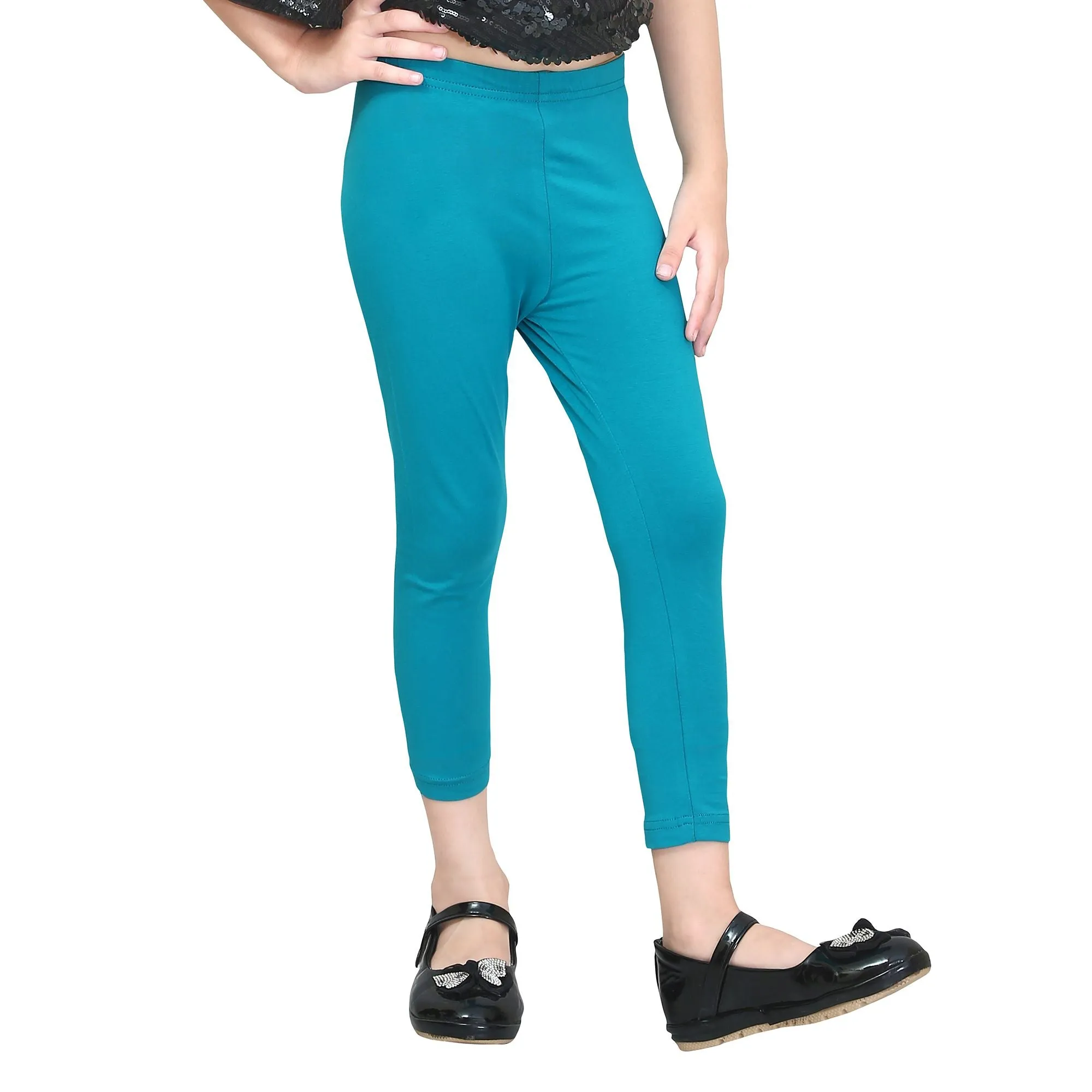 Girls Sea Green Ankle Length Legging