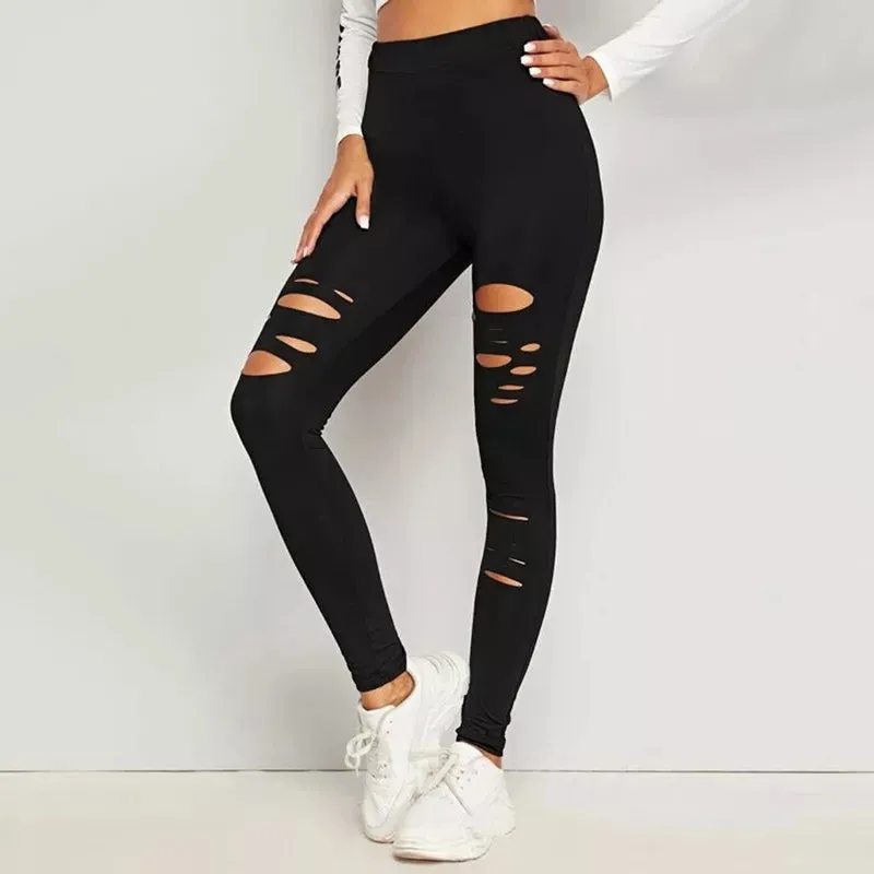 Gothic Lace Shredded Leggings For Women