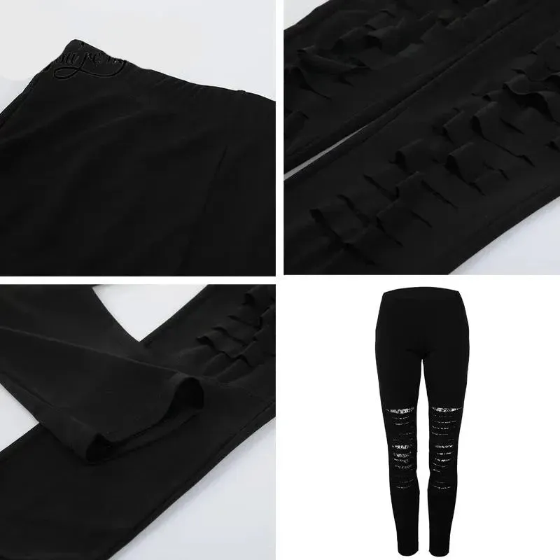 Gothic Lace Shredded Leggings For Women