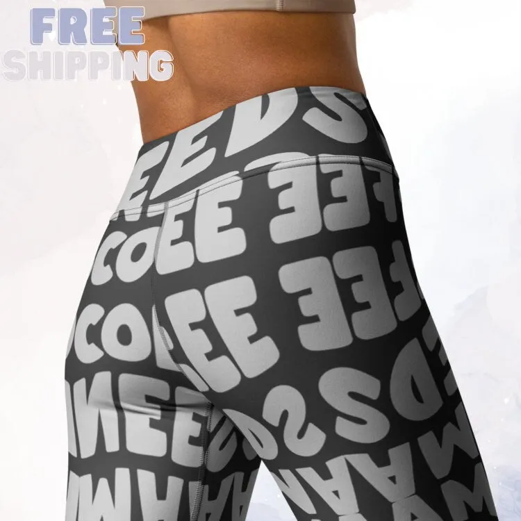 Gray and Grey Momma Needs Coffee Leggings