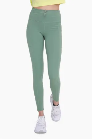 Green -Adjustable Bungee Waist Hiking Leggings