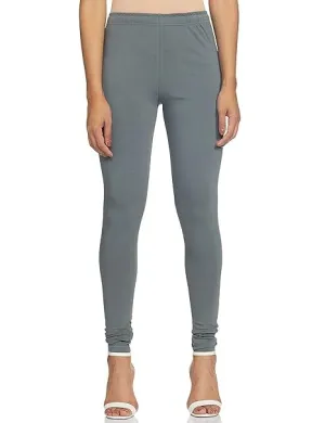 Grey Cotton Blend Churidar Leggings For Women