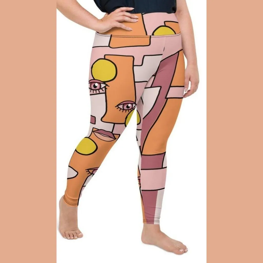 Hand-drawn Contemporary Painting Plus Size Leggings