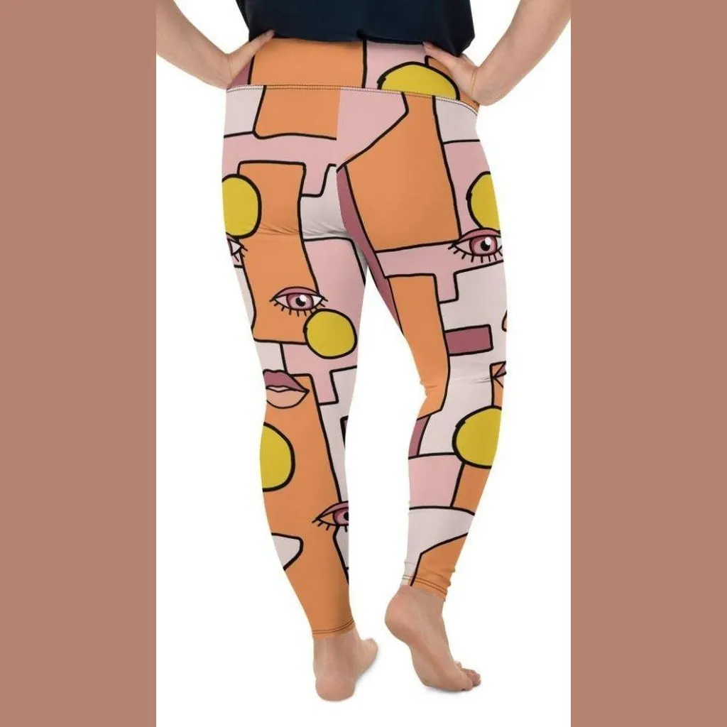 Hand-drawn Contemporary Painting Plus Size Leggings