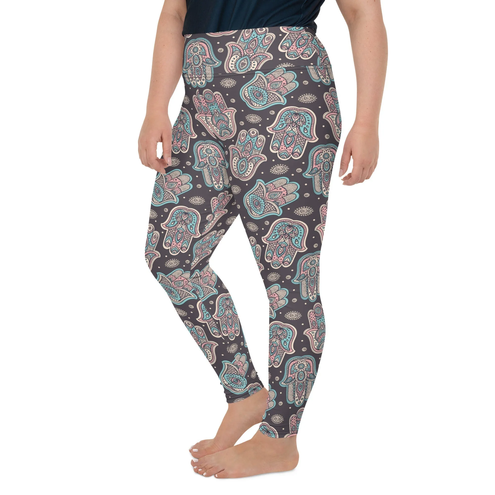 Hand Drawn Hamsa Plus Size Leggings