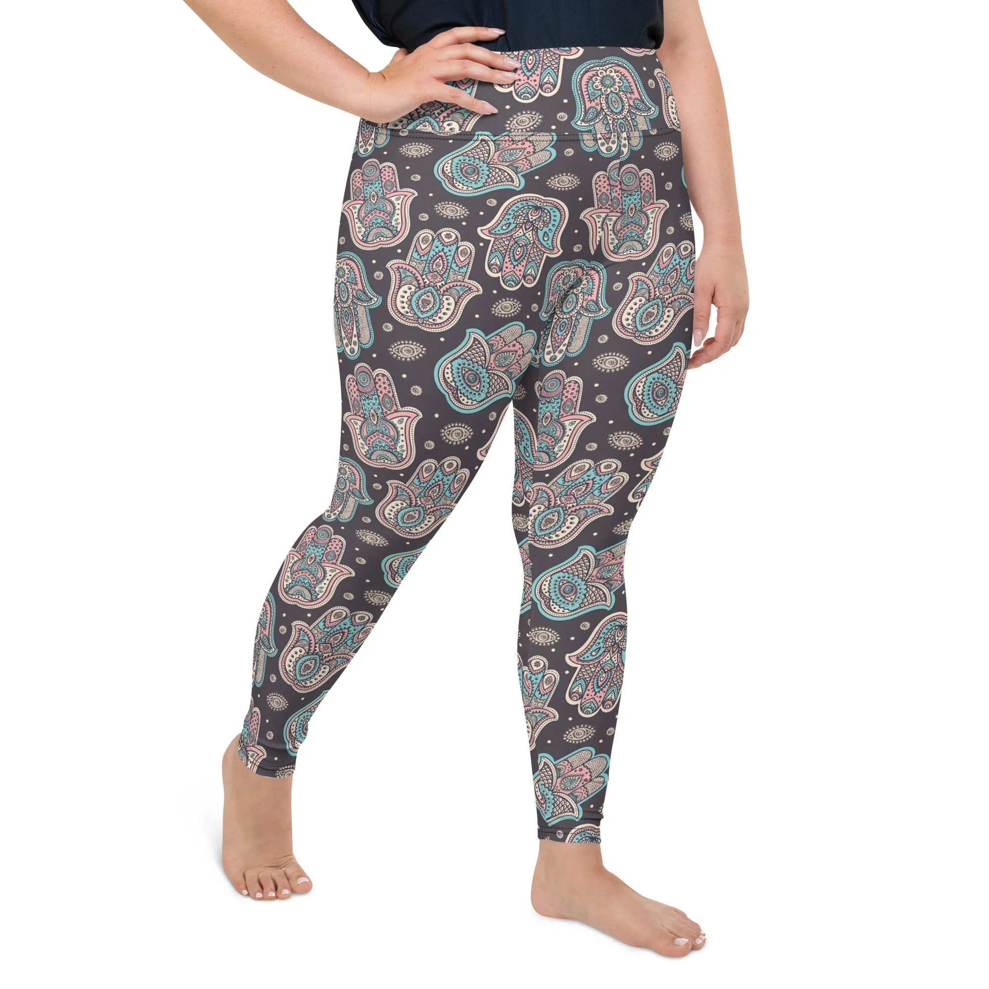 Hand Drawn Hamsa Plus Size Leggings