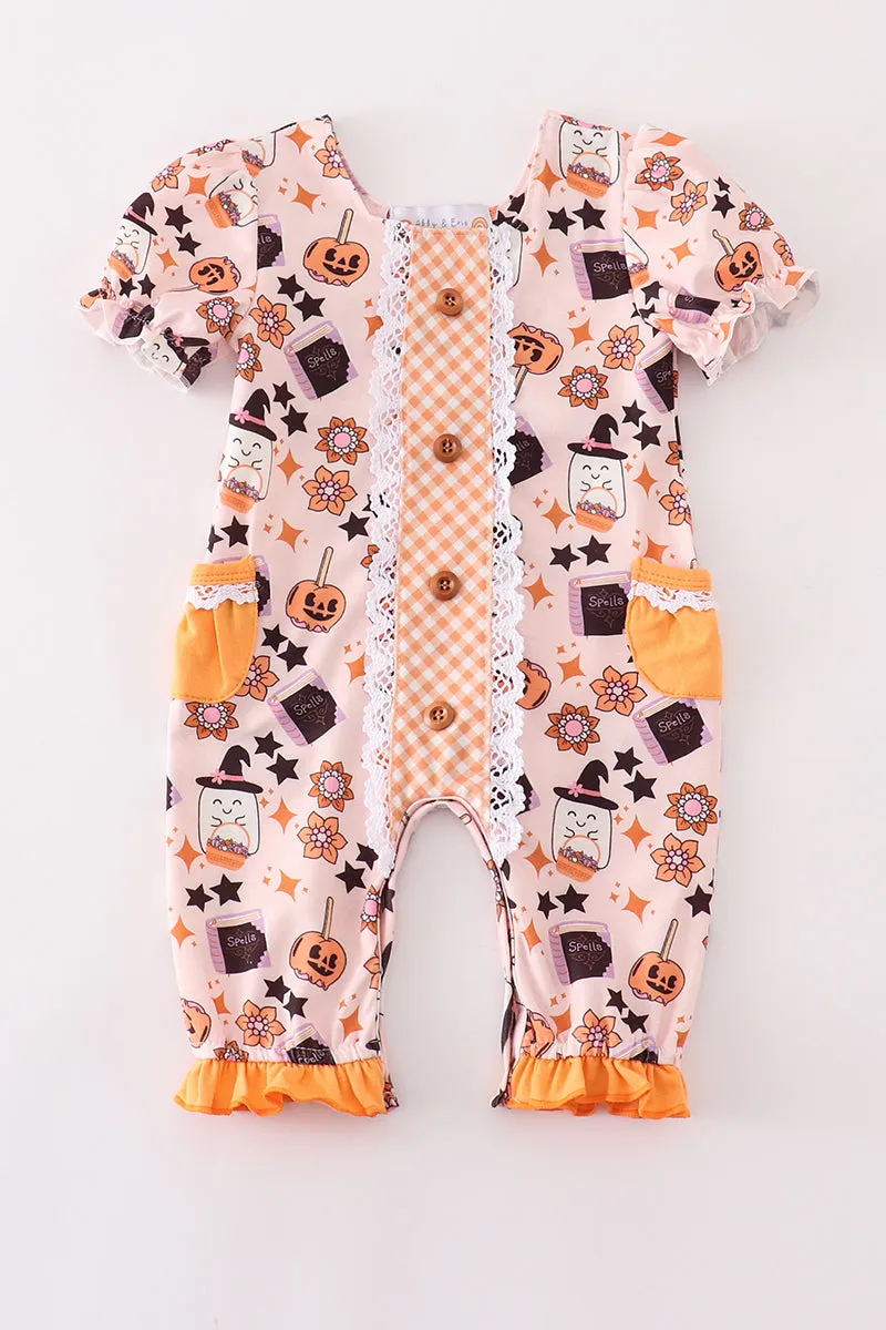 Happy halloween girl romper