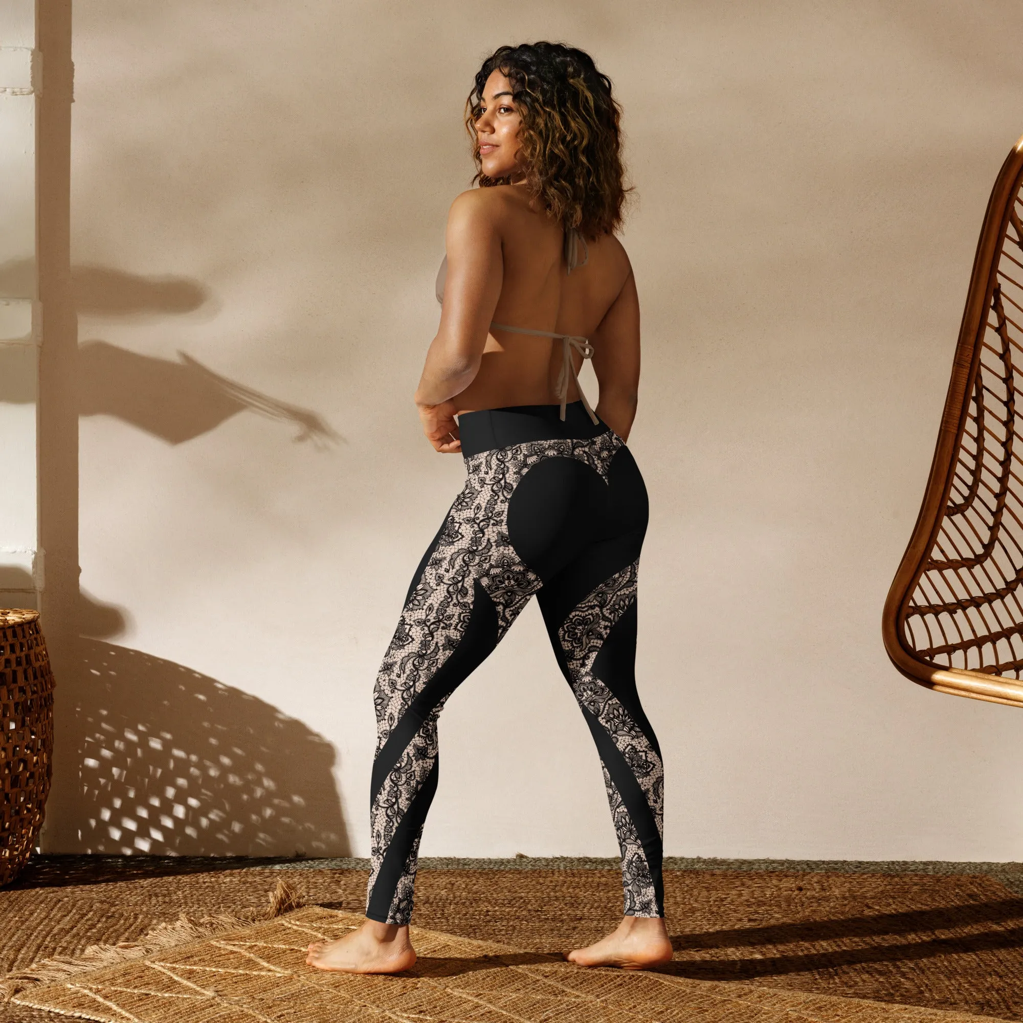 Heart Shaped Lace Yoga Leggings