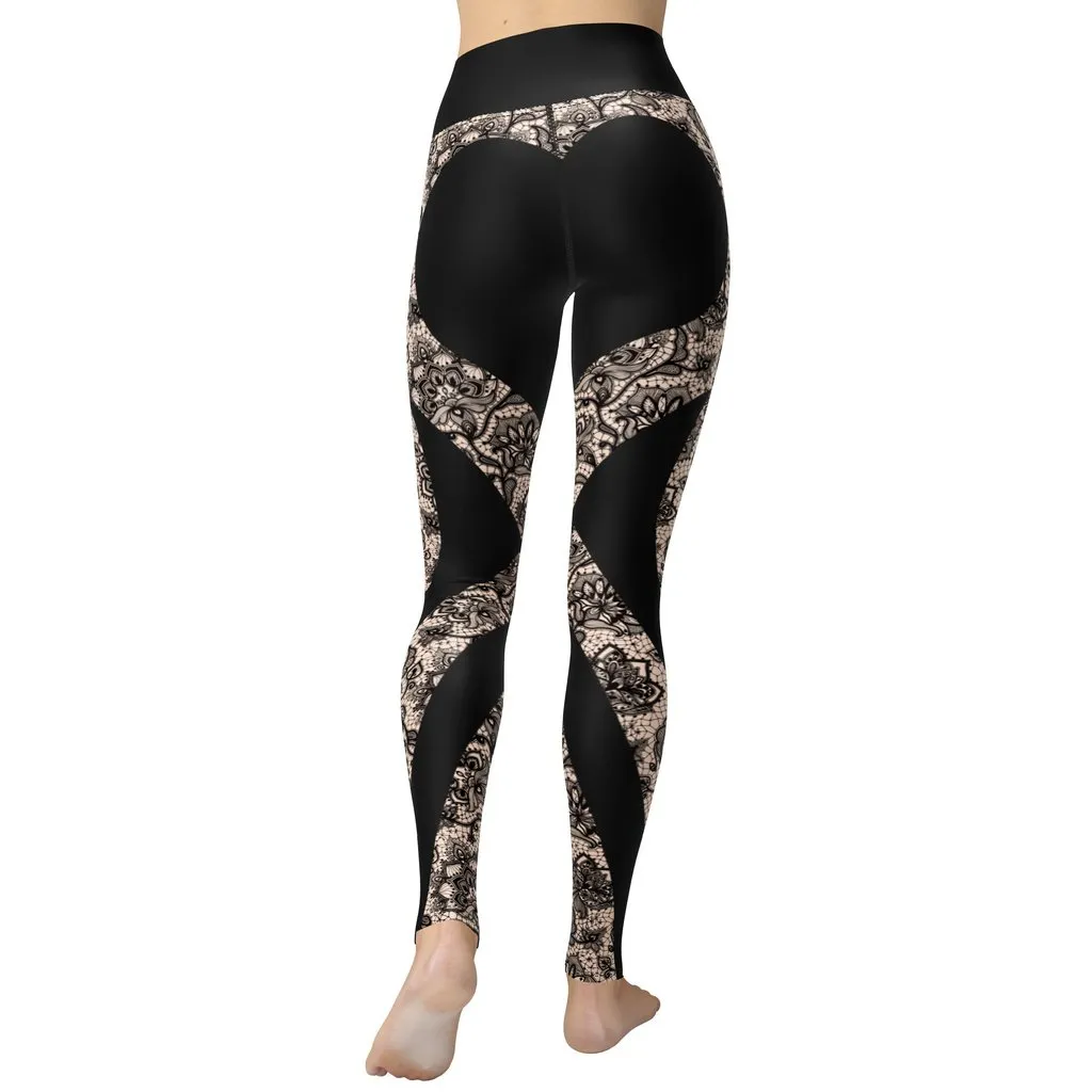 Heart Shaped Lace Yoga Leggings