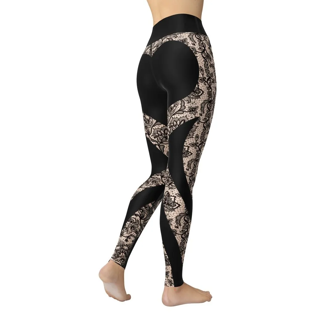 Heart Shaped Lace Yoga Leggings