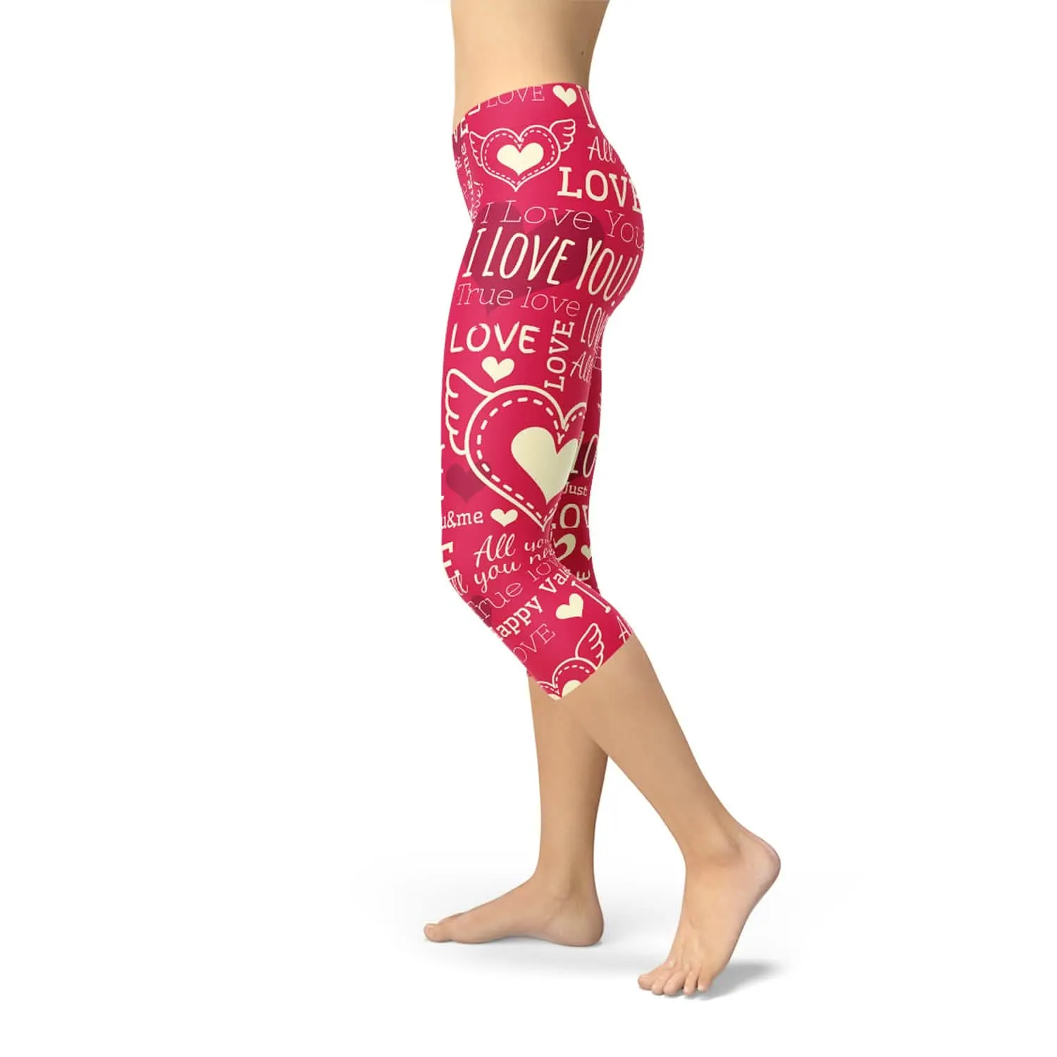 Heartfelt Red Capri Performance Leggings