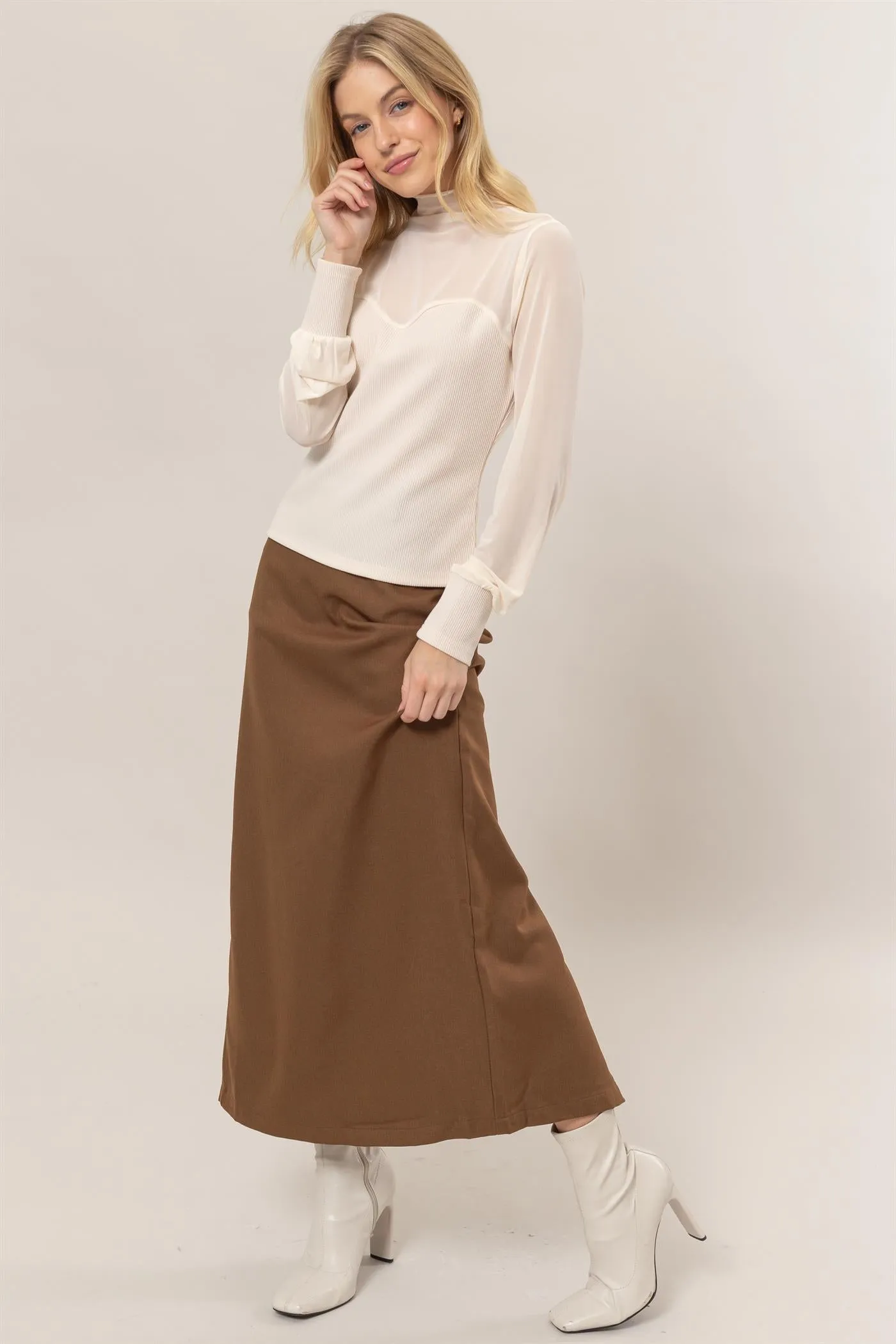 HF25C012-Pencil Midi Skirt