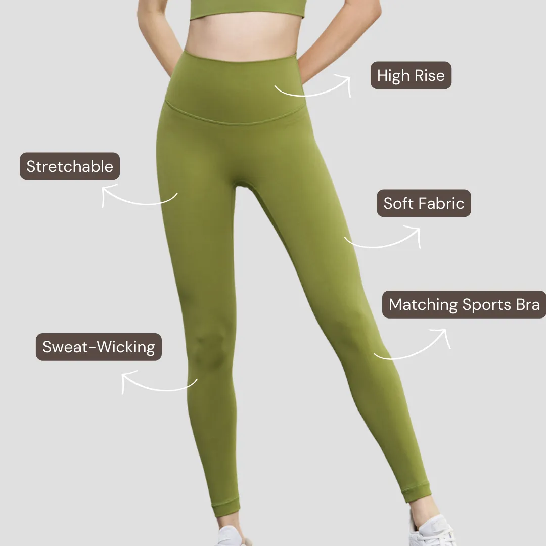 High-Rise Soft Leggings - Green