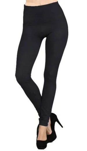 High Waist Denim Leggings - Indigo