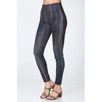 High Waist Full Length Jeans Leggings in Distressed Look