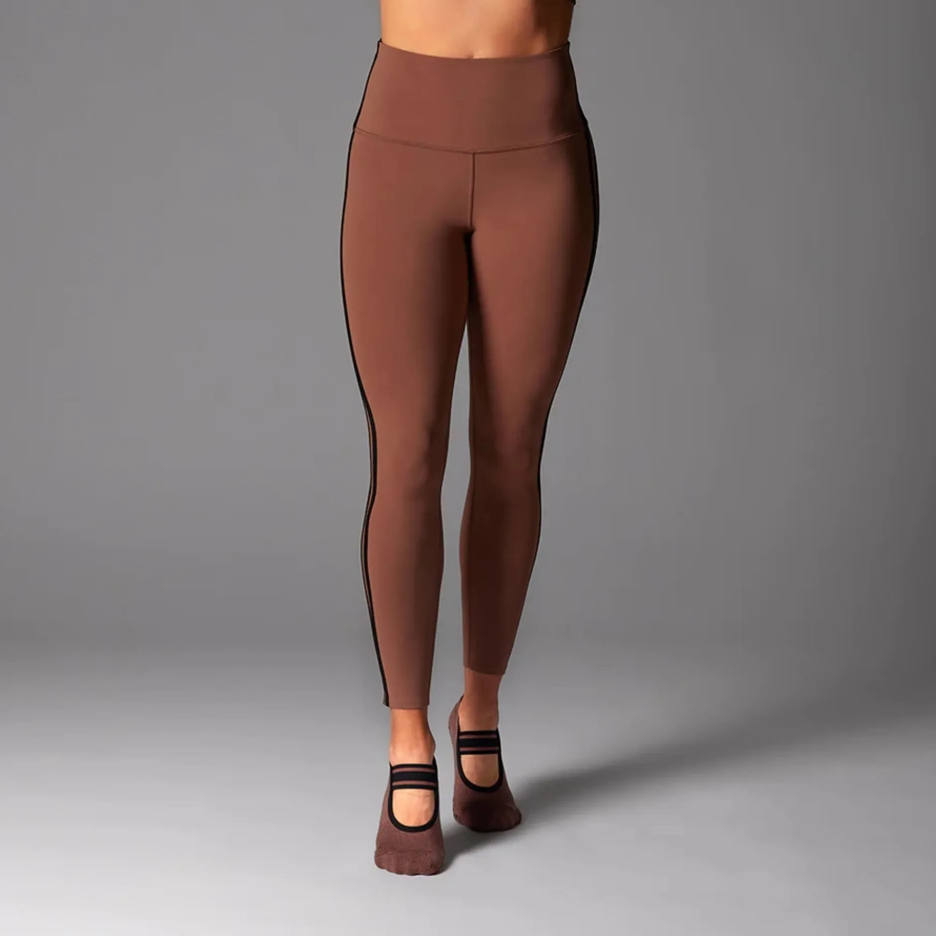 High Waisted Leggings - Clove Stripe - 7/8 length