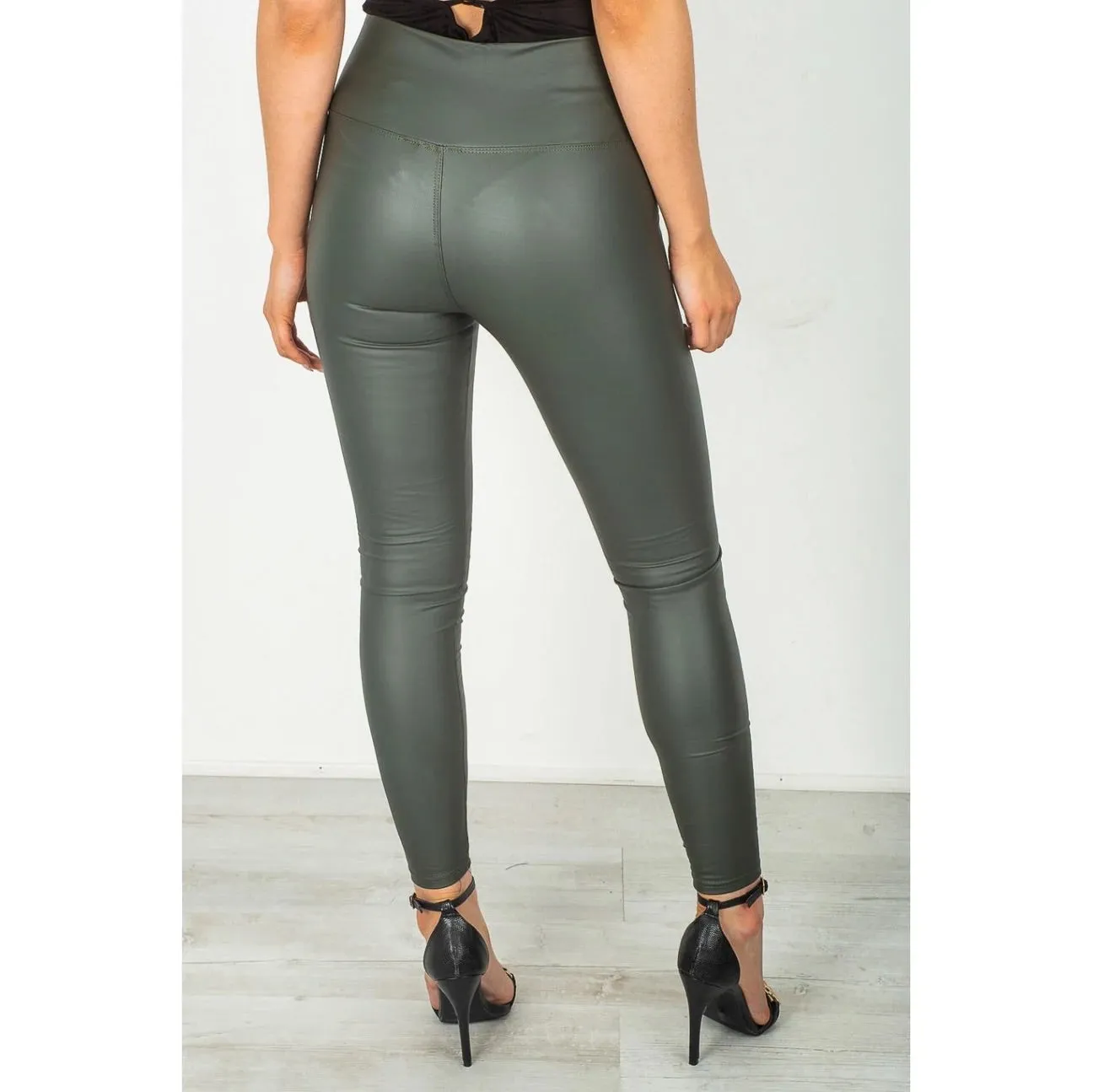 High Waisted Wet Look Leggings - Various Colours