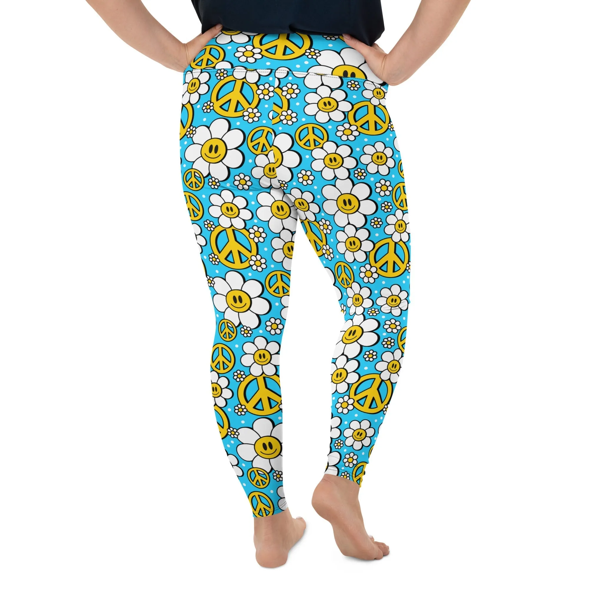 Hippie Flower Pattern Plus Size Leggings