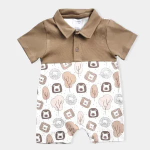 Infant Boys Cotton Interlock Romper-L.BROWN