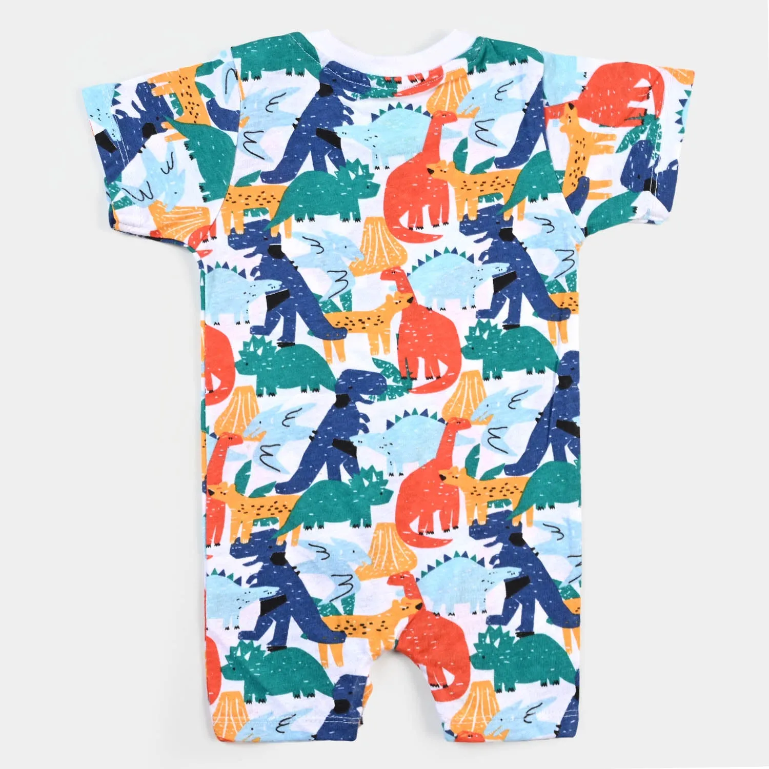 Infant Boys Knitted Romper Printed Dinosaur - White