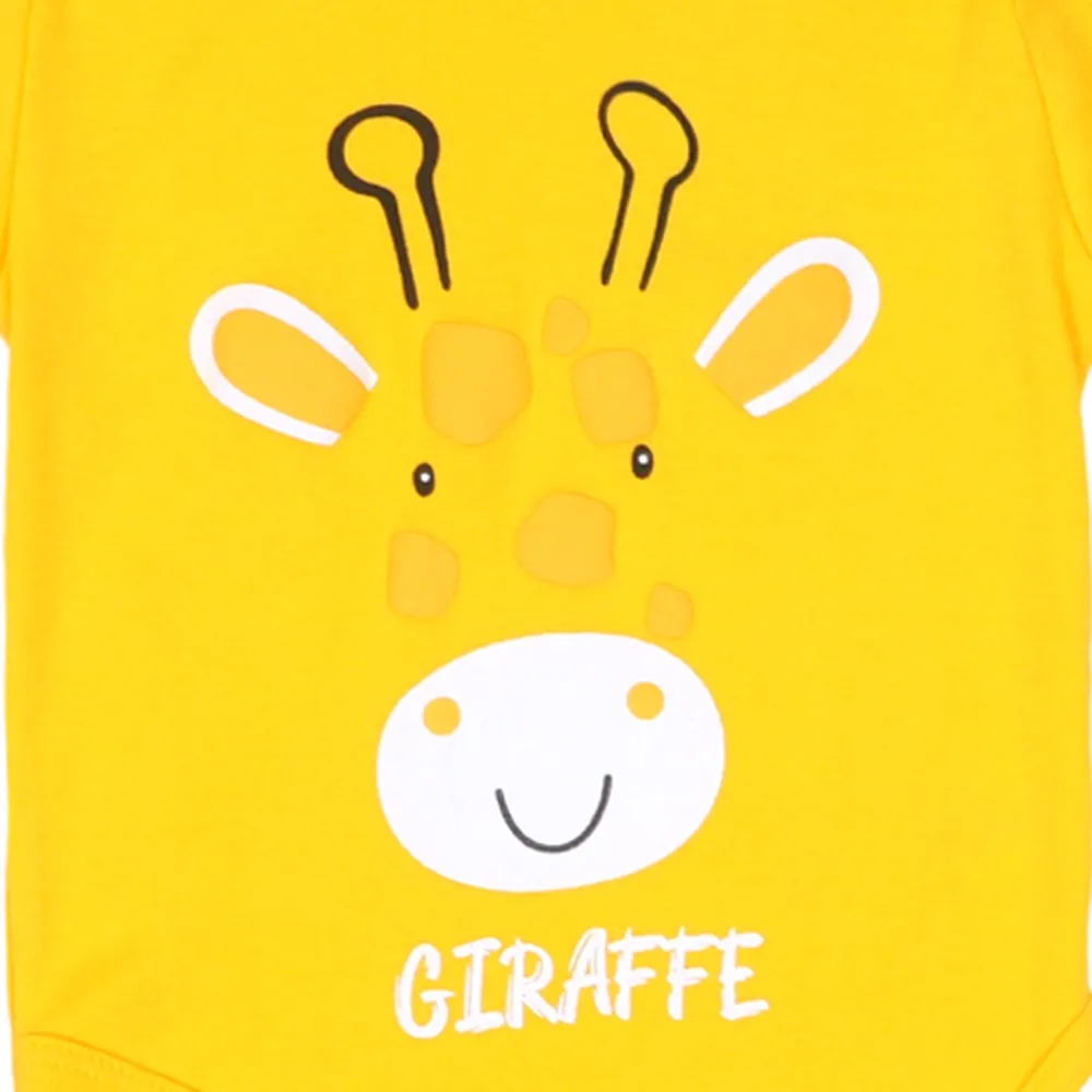 Infant Unisex Basic Romper GIRAFEE - Yellow