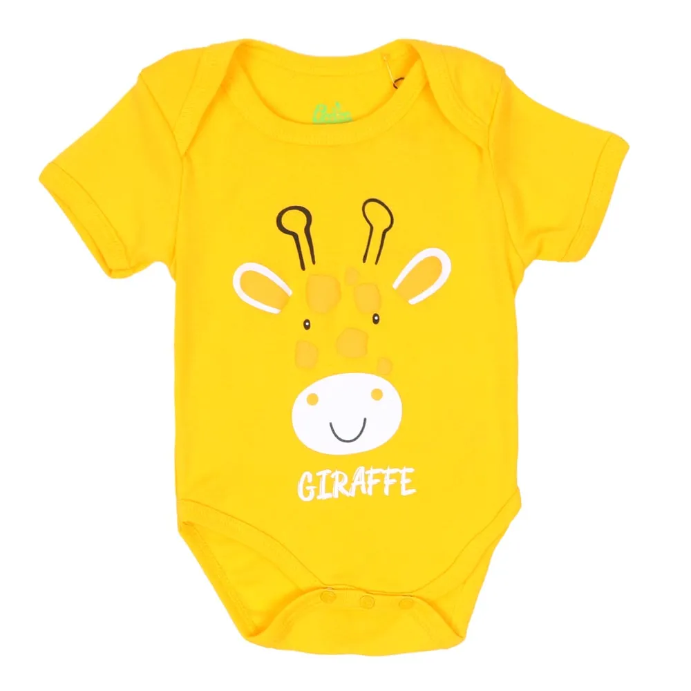 Infant Unisex Basic Romper GIRAFEE - Yellow